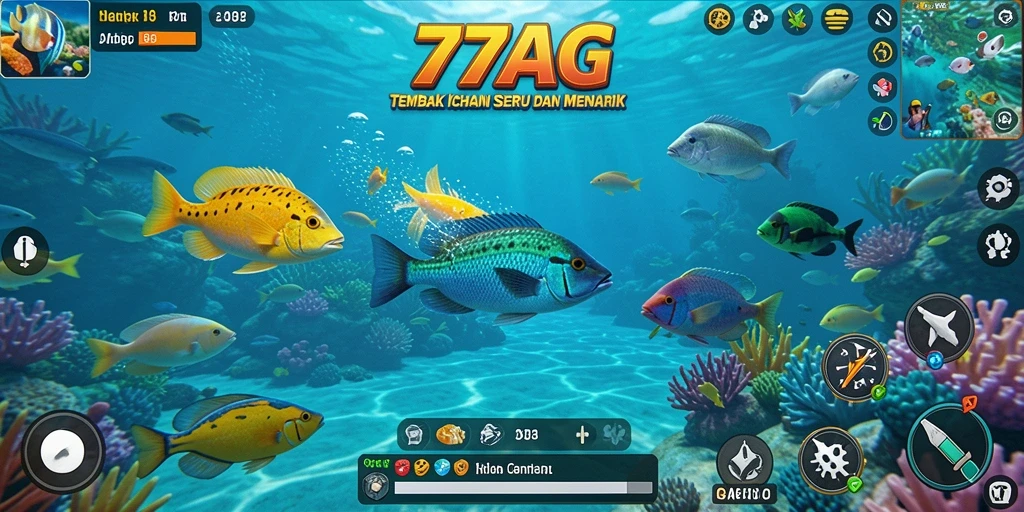 Tangkapan layar dari gameplay seru Tembak Ikan di 77AG.