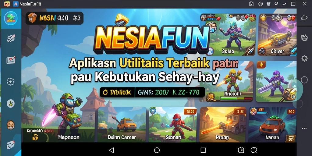 Tampilan utama NESIAFUN dengan fitur utilitas yang lengkap dan user-friendly.